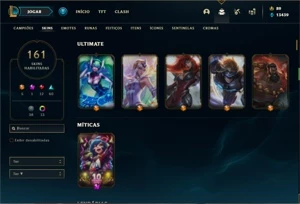 Conta ouro 4 com 130 Champs e 161 Skins + 5 Ultimates - League of Legends LOL