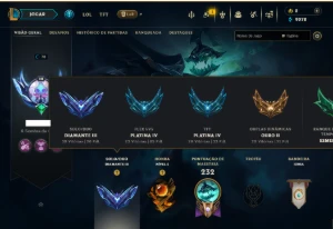 Diamante 3 com 100 Champs e 27 Skins - League of Legends LOL