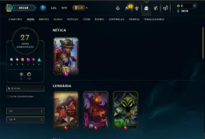 Diamante 3 com 100 Champs e 27 Skins - League of Legends LOL