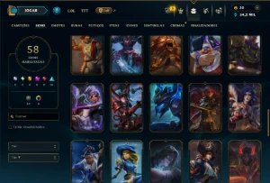 Ouro 4 com 130 Champs e 58 Skins +4 Vitoriosas - League of Legends LOL