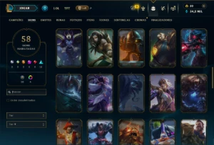 Ouro 4 com 130 Champs e 58 Skins +4 Vitoriosas - League of Legends LOL