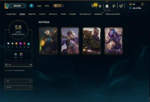 Ouro 4 com 130 Champs e 58 Skins +4 Vitoriosas - League of Legends LOL