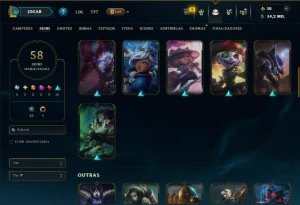 Ouro 4 com 130 Champs e 58 Skins +4 Vitoriosas - League of Legends LOL