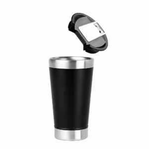 Copo Térmico Preto 473 ml com Tampa e Abridor - Artesanato e Personalizados