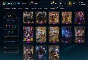 Conta prata 4 com TODOS os champ e 453 Skins (10 Prestigios) - League of Legends LOL