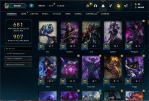 Conta prata 4 com TODOS os champ e 453 Skins (10 Prestigios) - League of Legends LOL