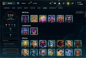 Conta prata 4 com TODOS os champ e 453 Skins (10 Prestigios) - League of Legends LOL