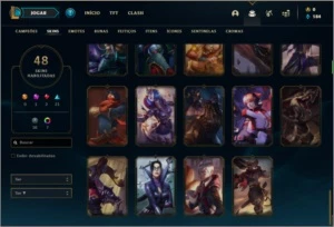 Conta diamante 1 com 48 skins, 76 champs e 1000 RP - League of Legends LOL