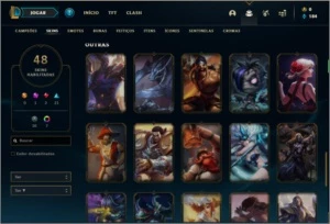 Conta diamante 1 com 48 skins, 76 champs e 1000 RP - League of Legends LOL