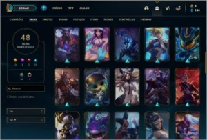 Conta diamante 1 com 48 skins, 76 champs e 1000 RP - League of Legends LOL