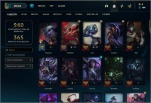 Conta diamante 1 com 48 skins, 76 champs e 1000 RP - League of Legends LOL