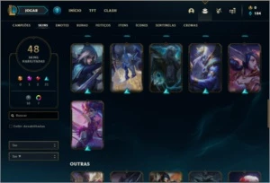 Conta diamante 1 com 48 skins, 76 champs e 1000 RP - League of Legends LOL