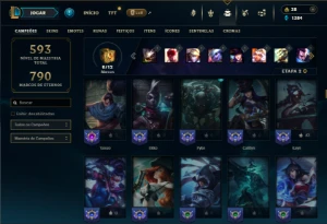 Unranked com 150 Champs e 140 Skins ( MID / JG / ADC ) - League of Legends LOL