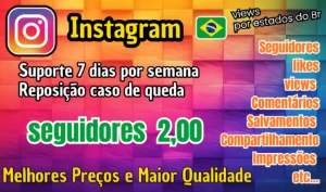 Serviços para instagram, Seguidores, Likes, Views + Baratos - Social Media