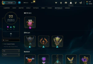 Conta Valorant e LoL, Skins Raras e Eventos.