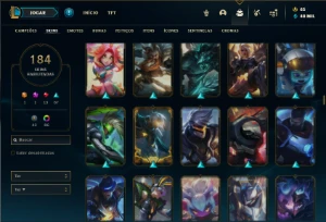 Conta ouro 3 com TODOS os champs e 184 Skins + 89 Cromas - League of Legends LOL