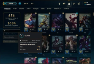 Conta ouro 3 com TODOS os champs e 184 Skins + 89 Cromas - League of Legends LOL