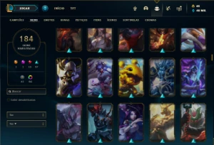 Conta ouro 3 com TODOS os champs e 184 Skins + 89 Cromas - League of Legends LOL