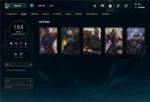 Conta ouro 3 com TODOS os champs e 184 Skins + 89 Cromas - League of Legends LOL