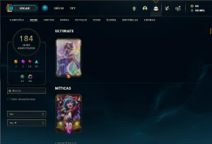 Conta ouro 3 com TODOS os champs e 184 Skins + 89 Cromas - League of Legends LOL