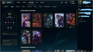 Conta LVL 77 com 50 campeões-25 skin, 7k EA e 476 RP SEM ELO - League of Legends LOL