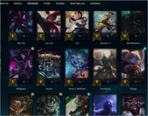 Conta LVL 77 com 50 campeões-25 skin, 7k EA e 476 RP SEM ELO - League of Legends LOL