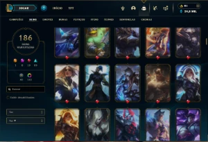 Platina 2 com TODOS os champs e 186 Skins + 7 Prestigios - League of Legends LOL