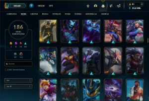 Platina 2 com TODOS os champs e 186 Skins + 7 Prestigios - League of Legends LOL