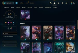 Conta Ferro 2 com 37 Champs e 43 Skins + 1 Prestigio do Sett - League of Legends LOL