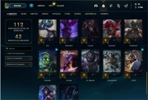Conta Ferro 2 com 37 Champs e 43 Skins + 1 Prestigio do Sett - League of Legends LOL