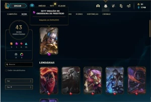 Conta Ferro 2 com 37 Champs e 43 Skins + 1 Prestigio do Sett - League of Legends LOL