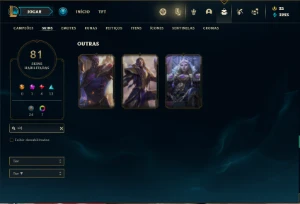 Conta Unranked com 115 Champs e 81 Skins ( MAIN TOP ) - League of Legends LOL