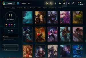 Conta Unranked com 115 Champs e 81 Skins ( MAIN TOP ) - League of Legends LOL