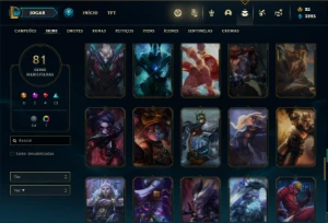 Conta Unranked com 115 Champs e 81 Skins ( MAIN TOP ) - League of Legends LOL