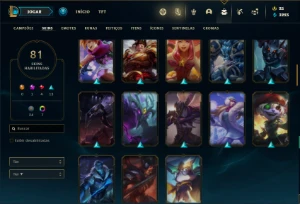 Conta Unranked com 115 Champs e 81 Skins ( MAIN TOP ) - League of Legends LOL