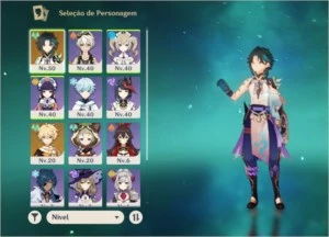 Conta genshin impact, xiao+personagens 4☆ ar28