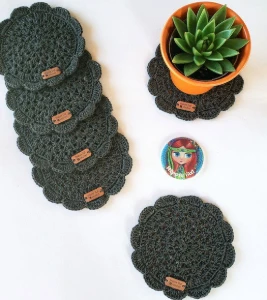 Porta Copos em Crochê - Artesanato e Personalizados