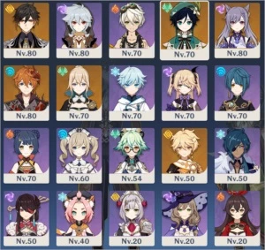 CONTA AR 50 - ZHONGLI, TARTAGLIA, VENTI, KEQING E JEAN + 4* - Genshin Impact