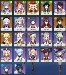 Keqing + Klee + Venti + Qiqi + Zhongli + Arma 5* - Rank 55 - Genshin Impact