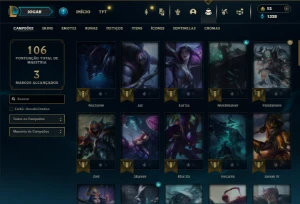 Ouro 1 com 70 Champs e 25 Skins +1 Fragmento - League of Legends LOL