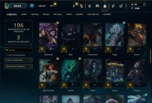 Ouro 1 com 70 Champs e 25 Skins +1 Fragmento - League of Legends LOL