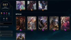 Conta D1 287 Skins, 4100 de RP - League of Legends LOL
