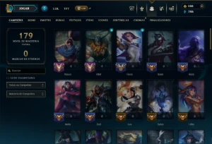 Platina 1 com 60 Champs e 34 Skins +5 Vitoriosas - League of Legends LOL