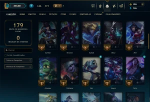 Platina 1 com 60 Champs e 34 Skins +5 Vitoriosas - League of Legends LOL