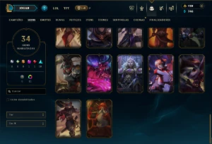 Platina 1 com 60 Champs e 34 Skins +5 Vitoriosas - League of Legends LOL