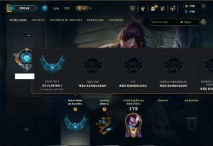 Platina 1 com 60 Champs e 34 Skins +5 Vitoriosas