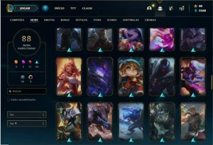 Conta unranked com 95 Champs e 88 Skins + 2 Prestigio (FIZZ) - League of Legends LOL