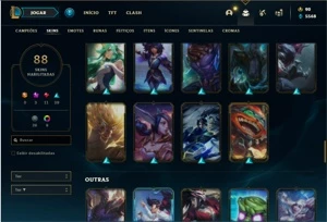 Conta unranked com 95 Champs e 88 Skins + 2 Prestigio (FIZZ) - League of Legends LOL