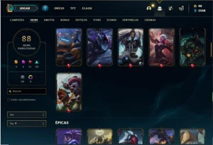 Conta unranked com 95 Champs e 88 Skins + 2 Prestigio (FIZZ) - League of Legends LOL