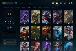Conta unranked com 95 Champs e 88 Skins + 2 Prestigio (FIZZ) - League of Legends LOL
